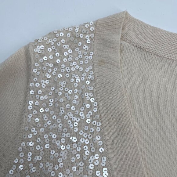 NWT Talbots Cream Sequin Front Short Sleeve Cardigan Womens Size Large Petite - Picture 5 of 10